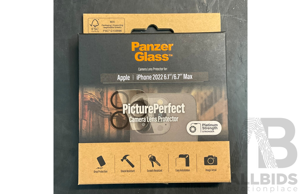 Panzer Glass Camera Protector for Iphone 14/14 Plus (2 Lens ) Black - Lot of 100