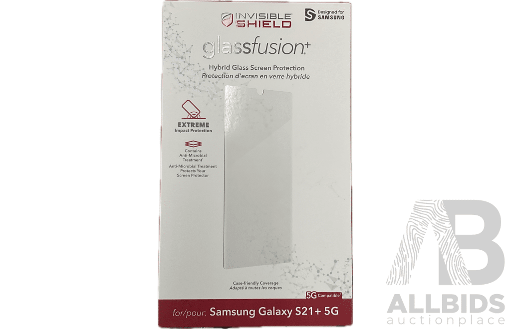 INVISIBLE SHIELD Hybrid Glass Screen Protection for Samsung Galaxy S21plus 5G - Lot of 100