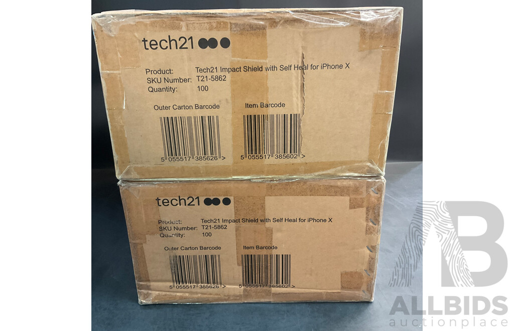 Tech21 Impact Shield with Self Heal for IPhone X - Lot of 200 - ORP $5,940.00