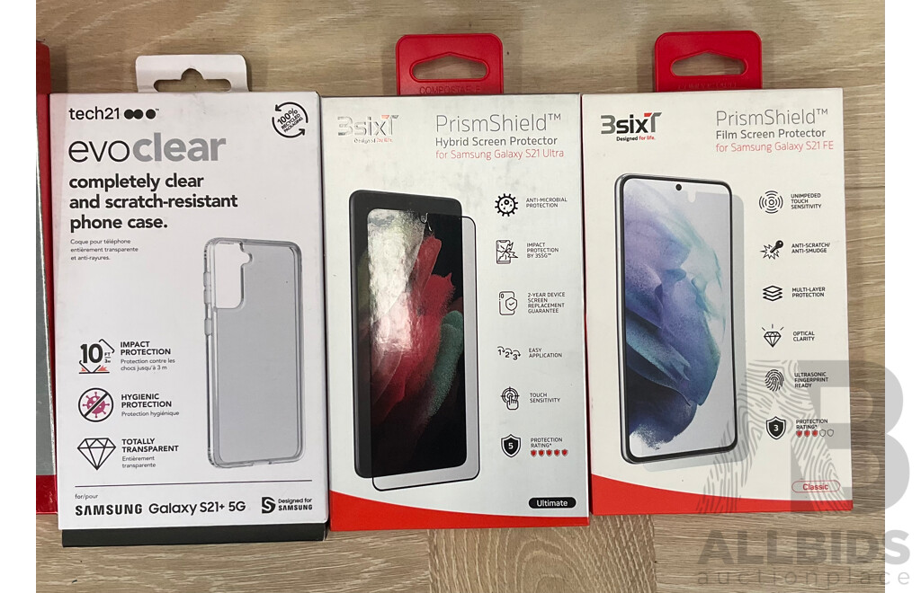 TECH21,3SIXT, INVISBLE SHIELD & Assorted of Phone Case & Screen Protector for Galaxy S21 Series, Note 10 and More