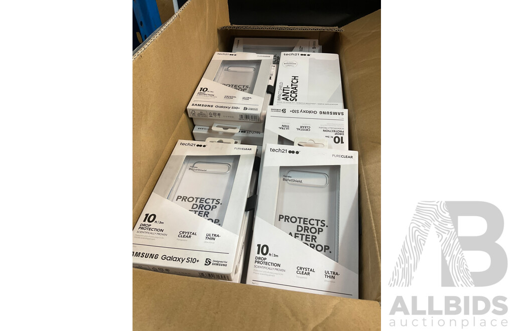 Lot of Tech21 Samsung Screen Protectors and Phone Cases - Samsung Galaxy S10+ Cases & A8+ Screen Protectors