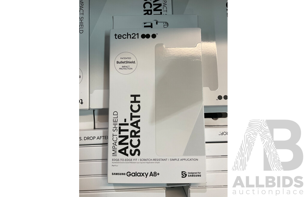 Tech21 Samsung Galaxy A8+ Screen Protectors - Lot of 105 - ORP $3,150.00