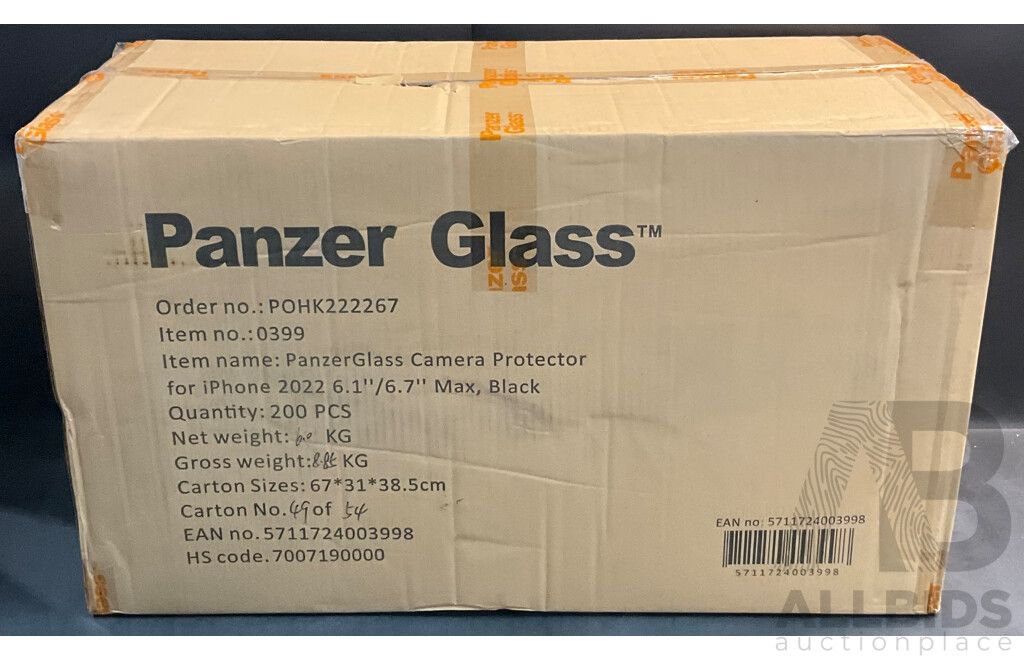 Panzer Glass Camera Protector for Iphone 2022 6.1''/6.7'' Max, Black - Lot of 200