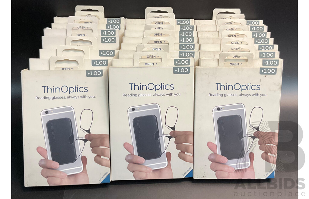 THINOPTICS Plus1.00 Reading Glasses with Pod Case  - Lot of 23 - Estimated Total ORP $800.00