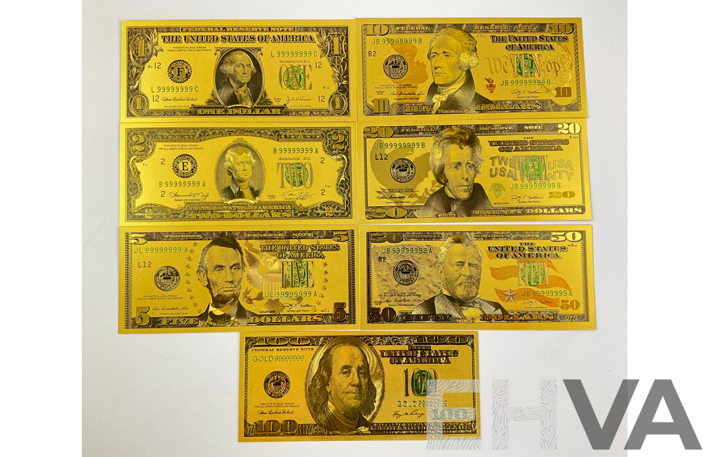 USA Gold Tone Novelty Bank Notes