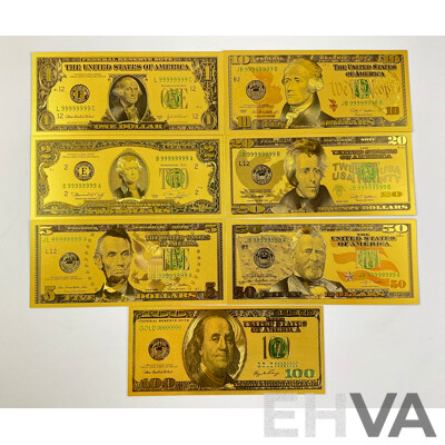 USA Gold Tone Novelty Bank Notes