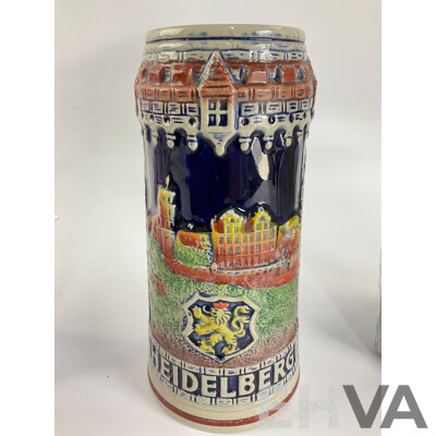 Vintage Heidelberg Ceramic Beer Stein, Two Krombacher Serviette Dispensers, Three Royal Caribbean Coca Cola Cups