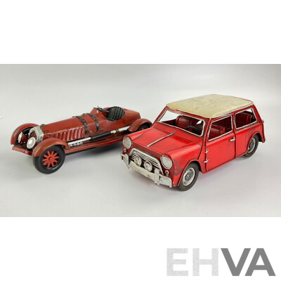 Boyle Industries Steel Display Cars, Morris Mini and Sports Coupe