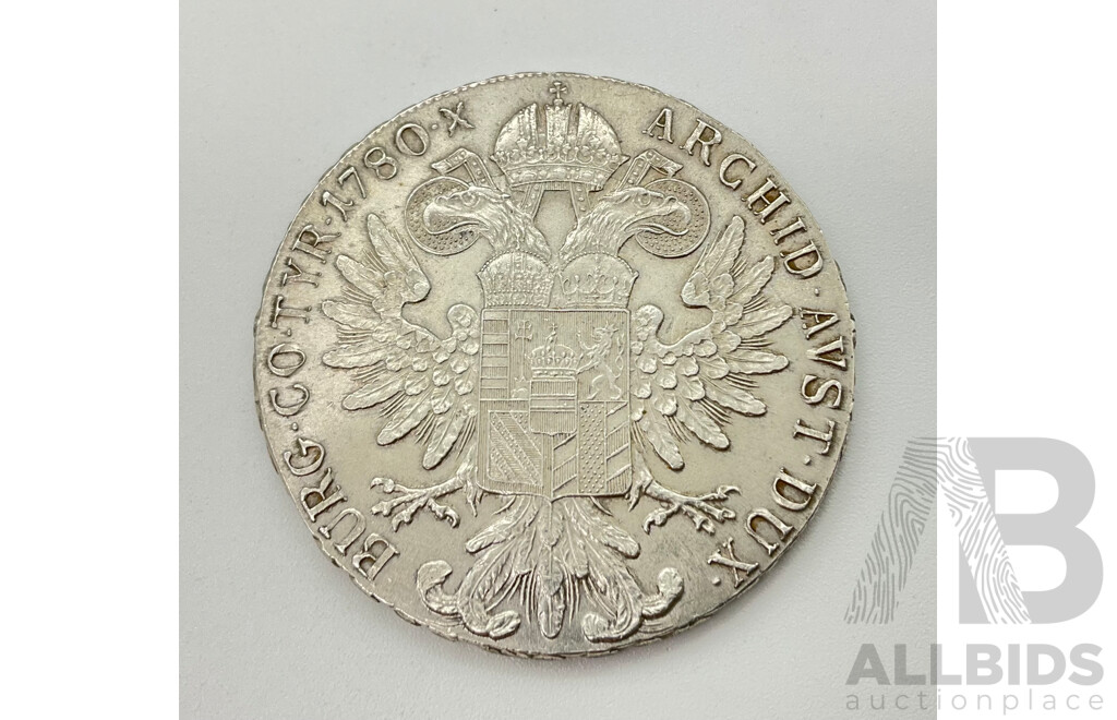 Austrian 1780 One Silver Thaler Coin .833