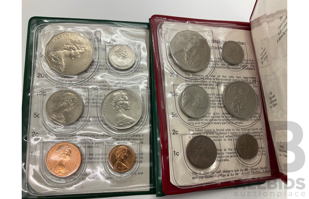 Australian RAM 1978 and 1982 UNC Six Coin Sets with Pennies 1942I Bombay Mint and 1964