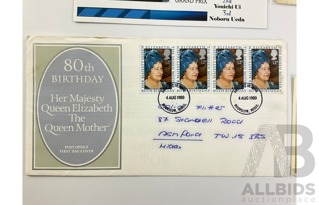 Australian First Day Covers Including 1957 Royal Flying Doctor Service of Australia, 1959 QE2 Change of Portrait, 2000 125cc GP Winner, Stamps, KGVI Color Error and Overprint, UK 1969 Mint HRH Set...