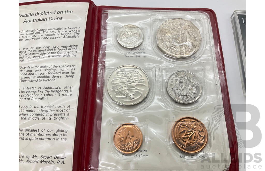 Australian RAM 1981 UNC Set, 1921 Star One Shilling, and Two Shilling, 1963 Half Penny Weak Date Strike, United Kingdom 1965 Commemorative Crown, Winston Churchill