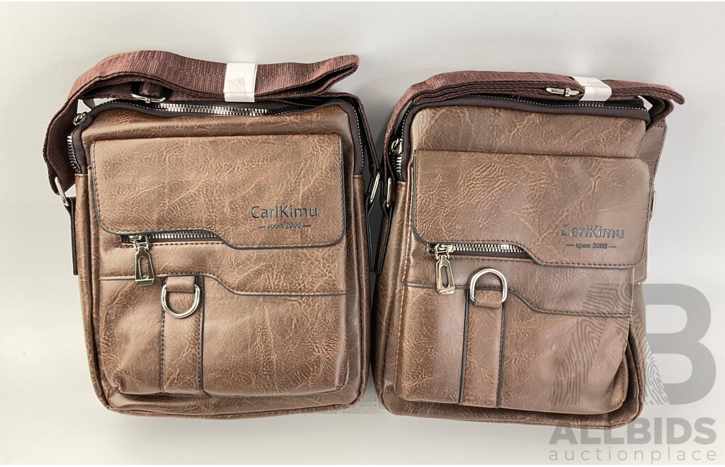 Two Brown Leather Carl Kimu Retro Shoulder Bags