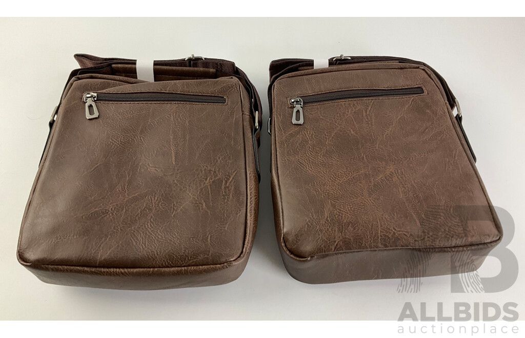 Two Brown Leather Carl Kimu Retro Shoulder Bags