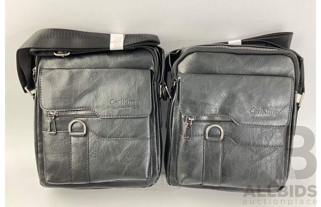 Two Black Leather Carl Kimu Retro Shoulder Bags