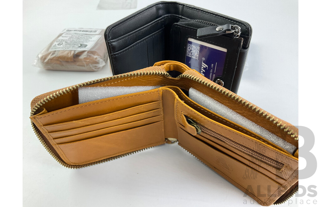 Five Black and Brown Pleather Wallets