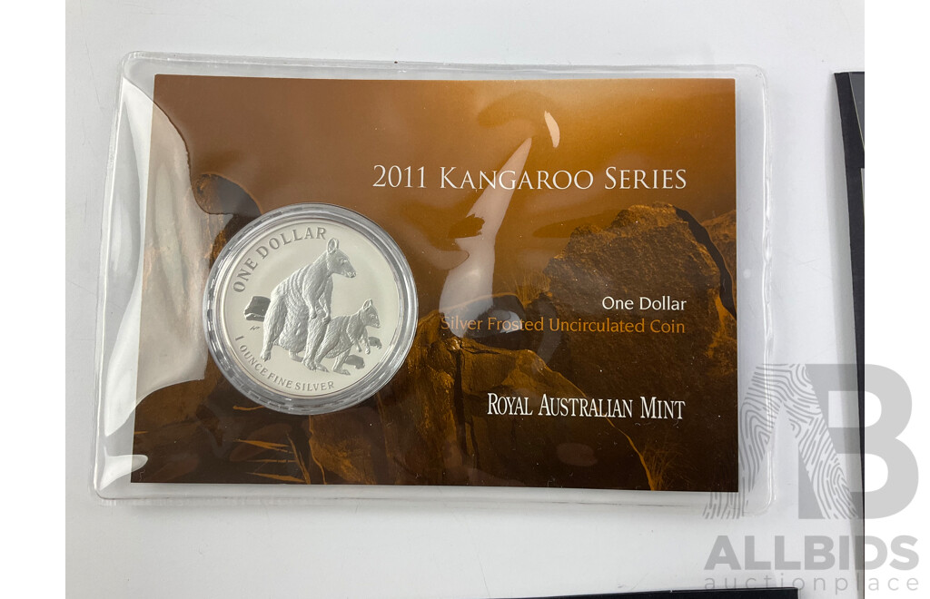 Australian RAM 2011 Frosted Silver One Dollar Coin, 1958 Predecimal Set, 1982 One Dollar Notes, Johnston/Stone