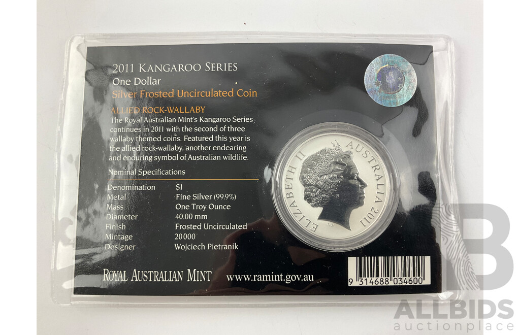 Australian RAM 2011 Frosted Silver One Dollar Coin, 1958 Predecimal Set, 1982 One Dollar Notes, Johnston/Stone