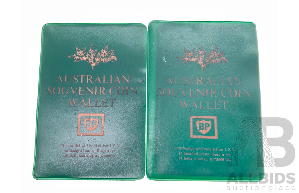 Australian Predecimal and Decimal Coin Wallets Including 1966 Round Silver Fifty Cent Coin