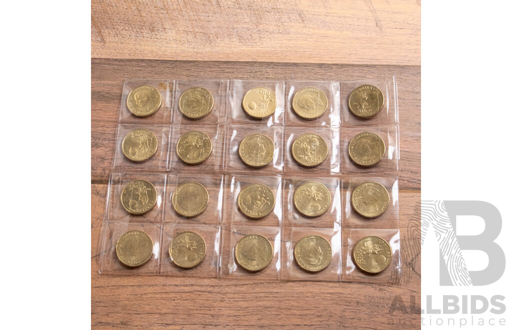 Twenty Australian Commemorative One Dollar Coins, Bluey Bucks with Three Novelty Bluey One Hundred Dollar Notes