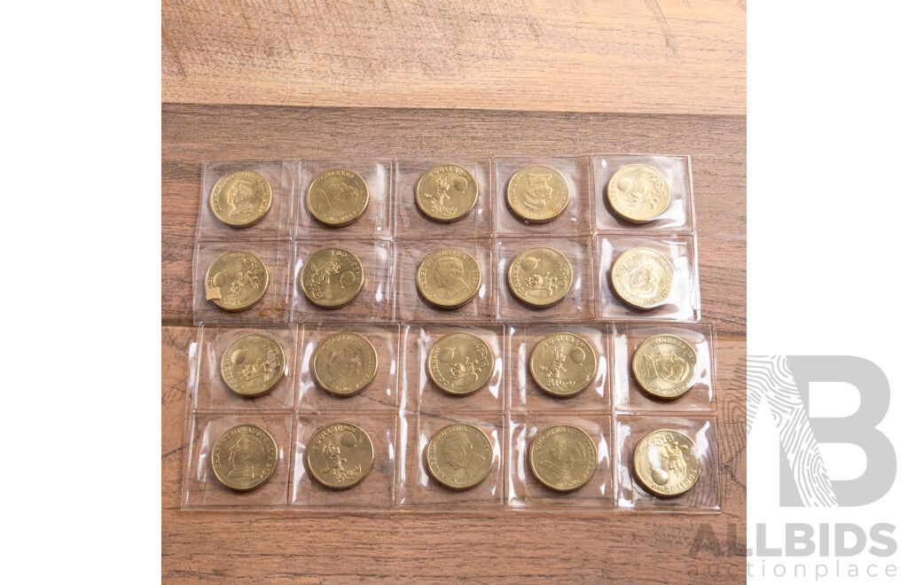 Twenty Australian Commemorative One Dollar Coins, Bluey Bucks with Three Novelty Bluey One Hundred Dollar Notes