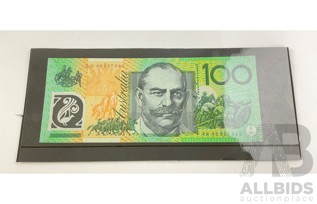 Australian 1996 One Hundred Dollar Test Note, BN 96957886