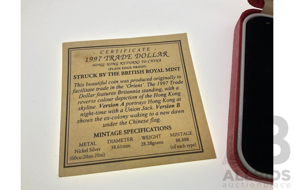 British Royal Mint 1997 Trade Dollar, Hong Kong Returns to China