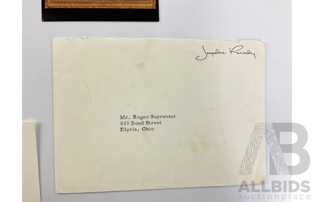 JFK Memorabilia Including Post Cards, Assassination Scene, Morris Katz Portrait, Seasons Greetings, Inaugural Address, Jacqui Kennedy Appreciation Card
