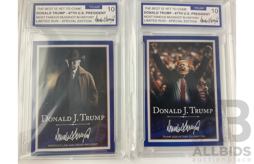 Four Cased Donald Trump Collector Cards with Take America Back 2024 Cap
