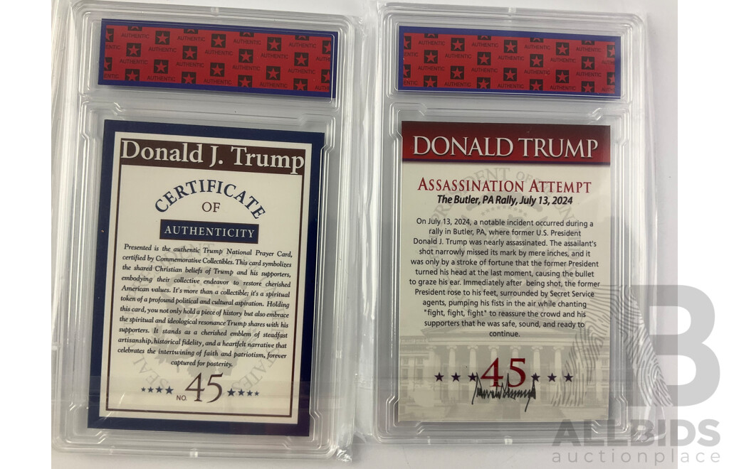 Four Cased Donald Trump Collector Cards with Take America Back 2024 Cap