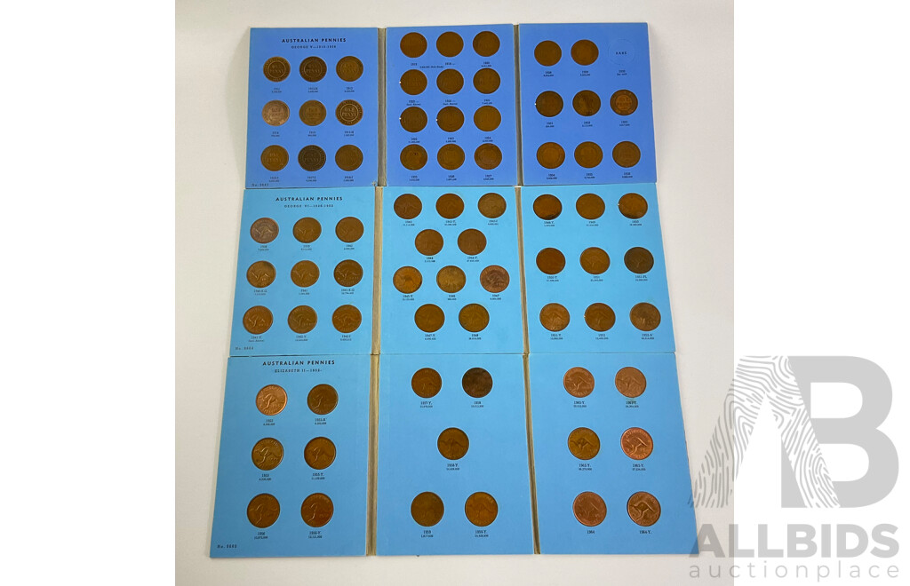 Three Australian Whitman Penny Albums 1911-1936, 1938-1952, 1953-1964 Including 1925 and 1946