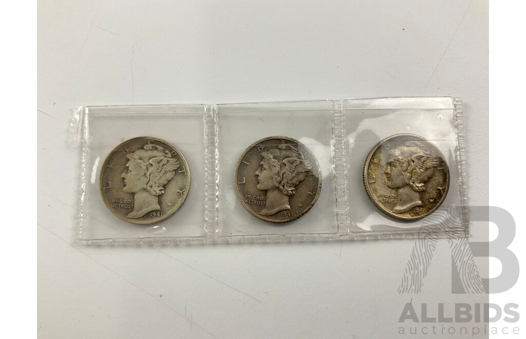 Australian 1921 Silver Star Shilling, Two 2024 One Dollar Coins 'Bluey Bucks' , 2021 Two Dollar Indigenous Service, New Zealand 1933 Silver Florin, Three USA 1941 Silver Dimes, Novelty Bitcoin Note and Coin