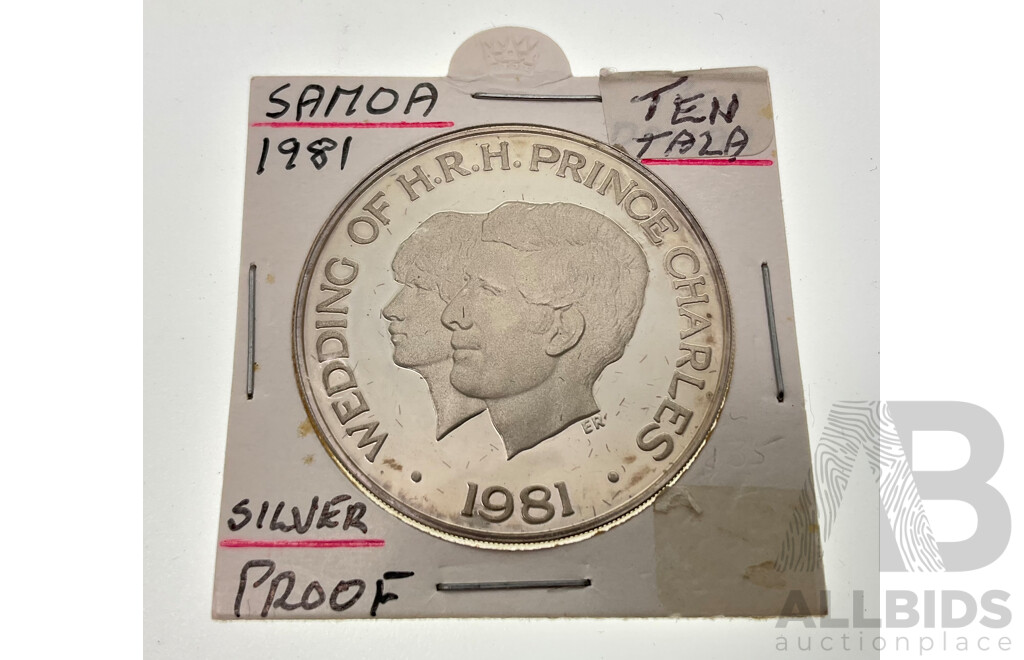 Samoa 1981 Silver Ten Tala Coin, Charles and Diana Wedding