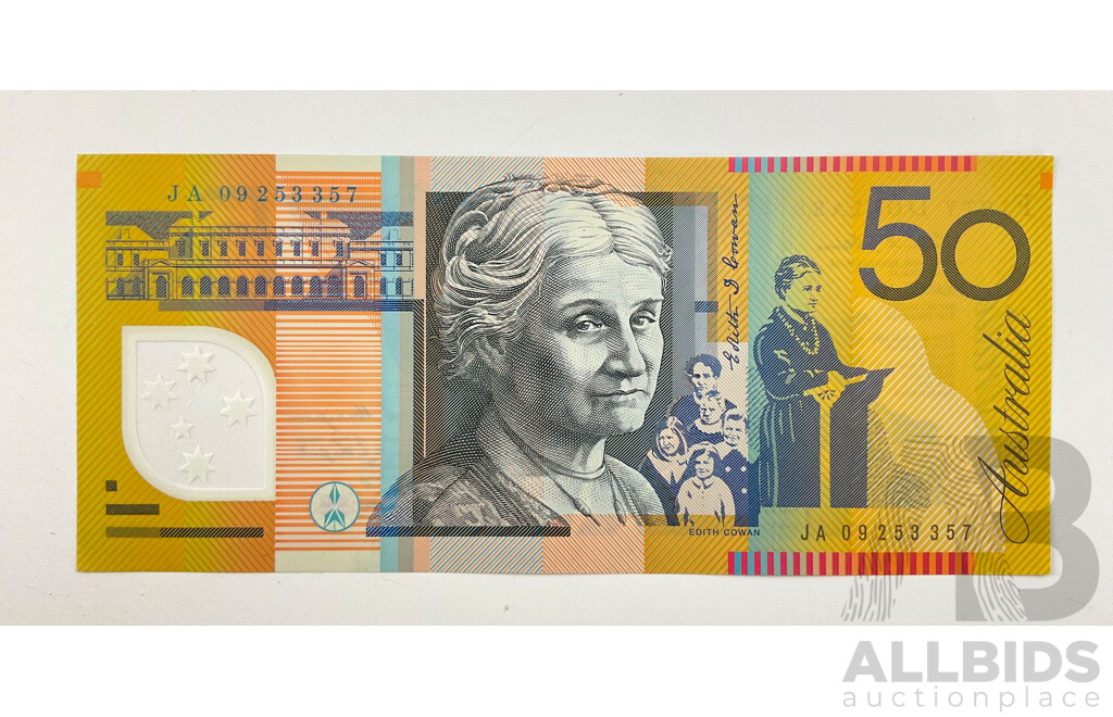 Australian 2009 Fifty Dollar Note Stevens/Henry JA 09253357