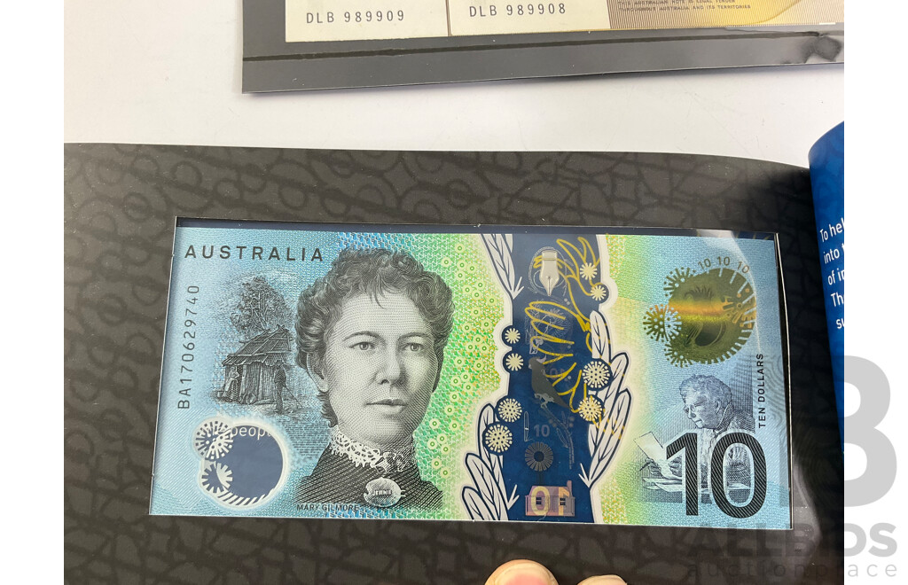 Australian 1991 Ten Dollar Note Fraser/Cole R313A MJA 491657 Two One Dollar Note Johnston/Stone R78 Consecutive DLB 989908- DLB 989909, Next Generation Ten Dollar Note Fraser/Lowe R326