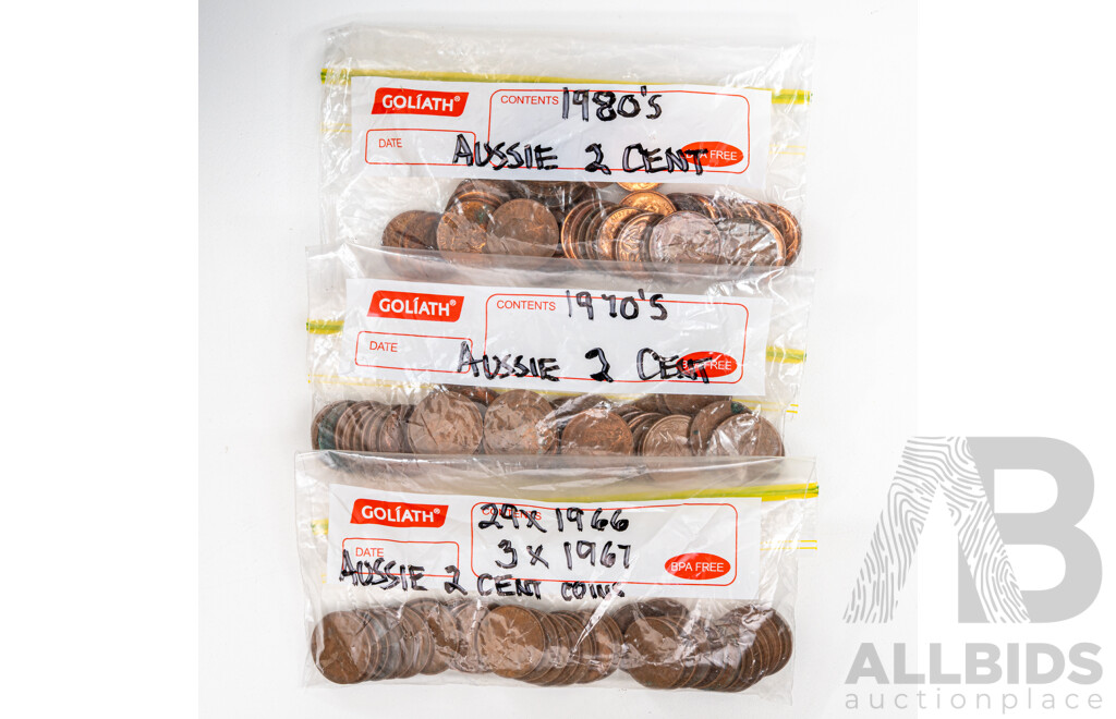 Collection of Australian One and Two Cent Coins, Examples Spanning 1966 to 1980's - Approximately One Kilogram