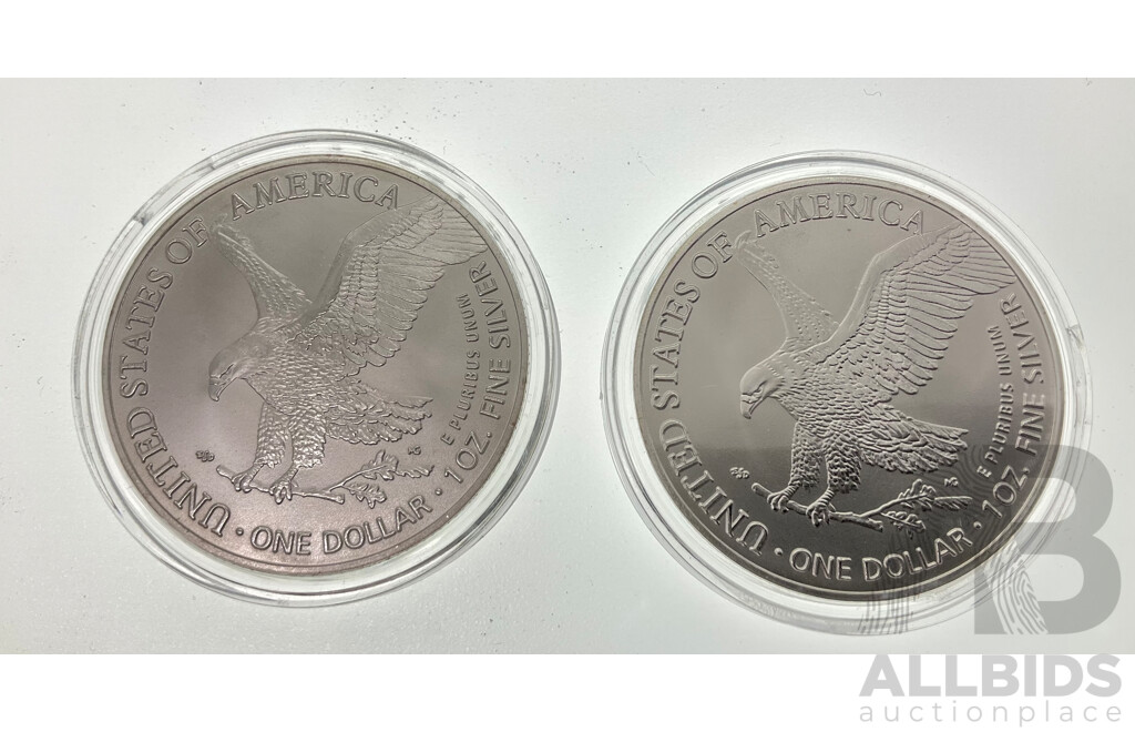 Two USA 2024 Silver One Ounce Dollars .999