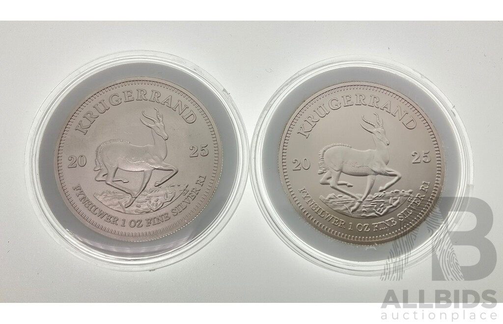 Two South African 2025 Silver Krugerrand Coins