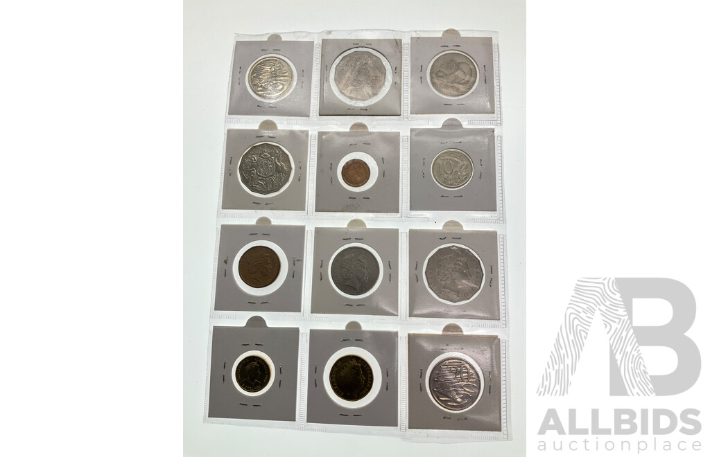Collection of Australian Commemorative and High Grade Coins Including 2020 Two Dollars Firefighters, 2017 One Dollar ANZAC, 2006 Fifty Years of Television, 2005 Twenty Cent 60th WW2 Anniversary with Fiji 1981 Twenty Cent