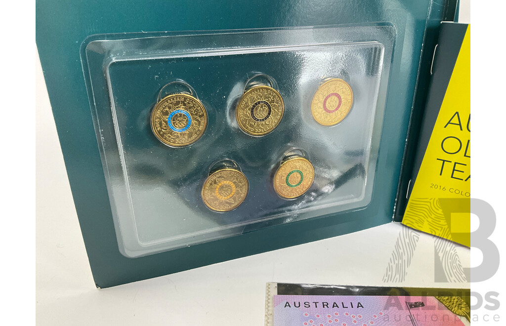 Australian Silver Predecimal Coins, Three Florins, Three Shillings, Four 2023/24 AFL One Dollars, 2016 Five Dollar Next Gen Fraser/Evans, 2016 Olympic Coin Set
