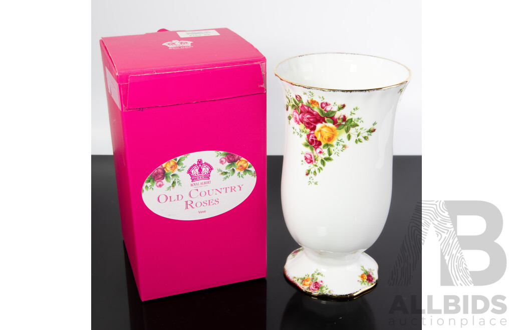Royal Albert Porcelain Vase in Old Country Roses Pattern in Original Box