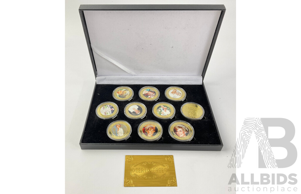 United Kingdom Princess Diana Commemorative Gold Plated Ten Coin Set