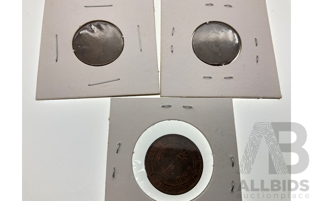 United Kingdom Farthings, KWIII 1693, KGIII 1773, 1799, 1896 Ceylon QV 1870