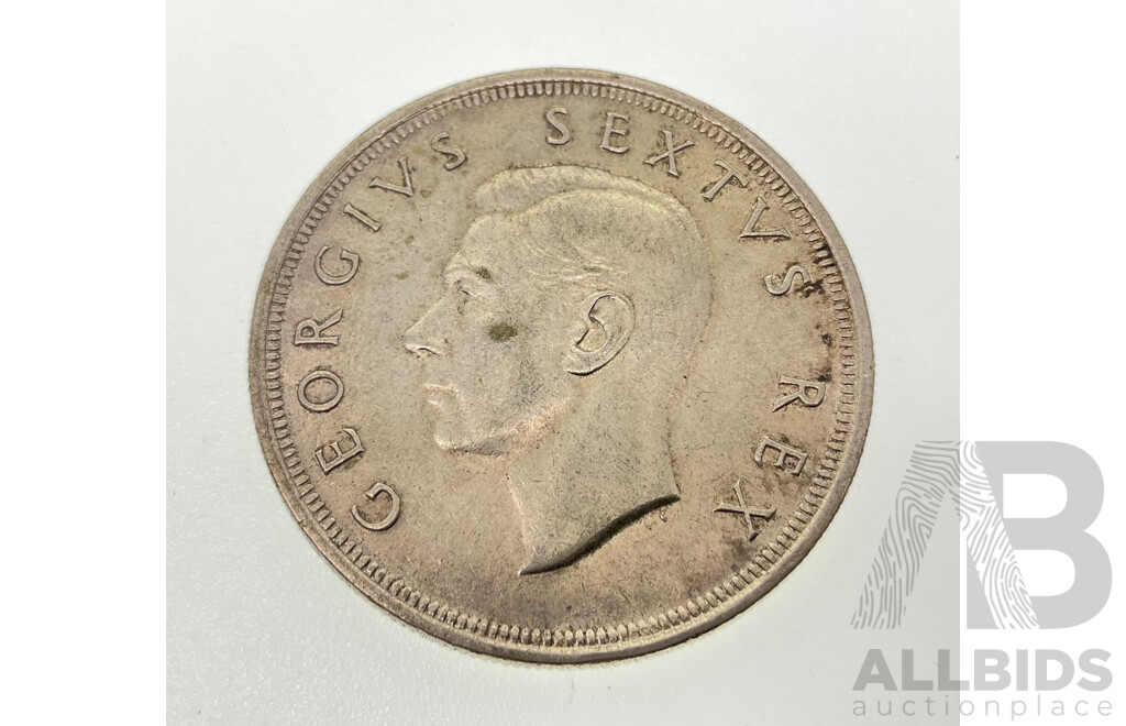 South Africa 1952 Silver Five Shillings Coin, 300th Capetown Anniversary .500
