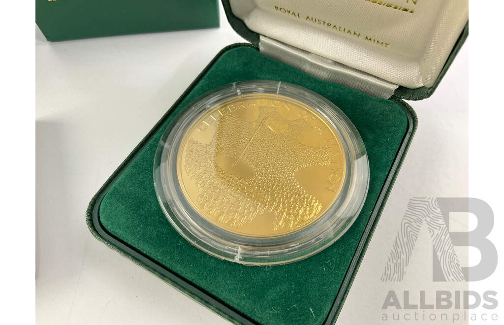 Australian RAM 1988 Bicentennial Commemorative Medallion and Perth Mint Gold Plated Medallion