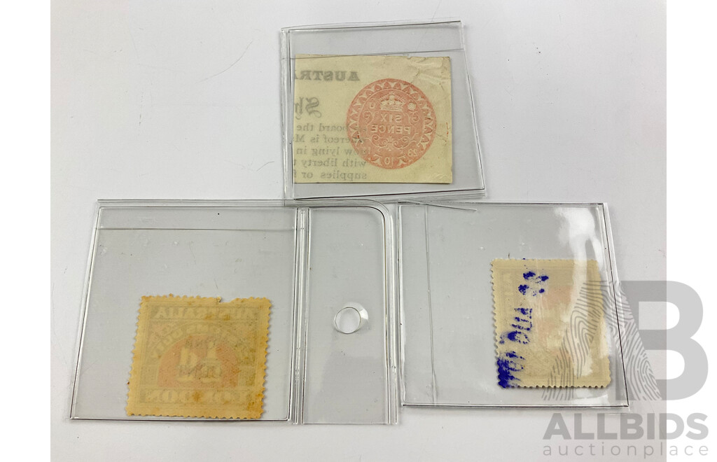 Australian/London Customs Duty Stamps Including One Cent Overprint, UK Embossed Revenue Label
