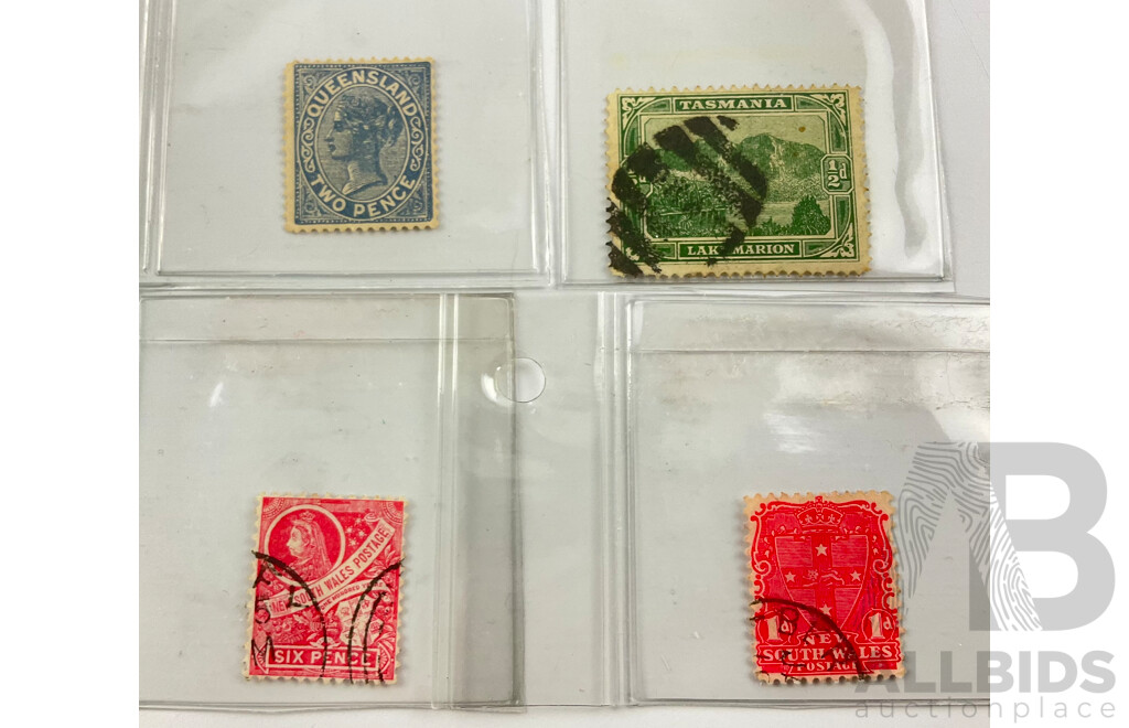 Australian Predecimal Stamps Including Tasmania Lake Marion, New South Wales QV, Queensland QV