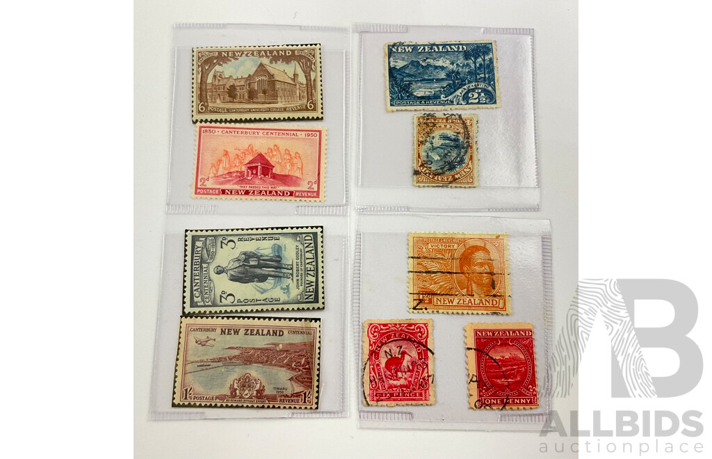 New Zealand Predecimal Stamps, Examples Spanning 1898 to 1950, One Penny to One Shilling