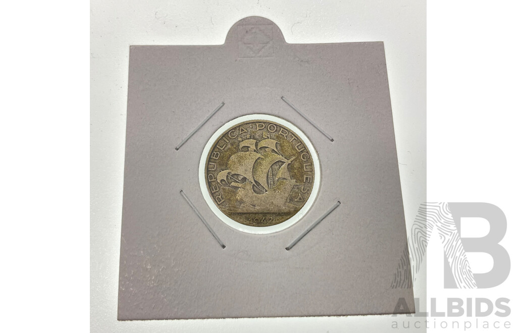Portugal 1942 Silver 2.5 Escudos Coin .650