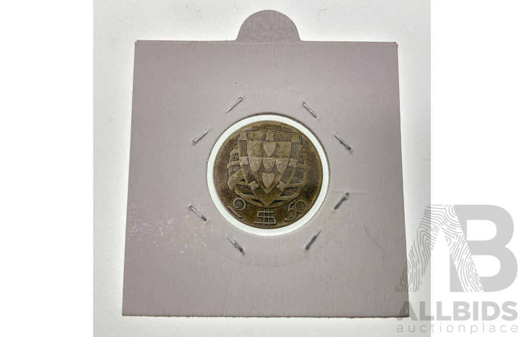 Portugal 1942 Silver 2.5 Escudos Coin .650